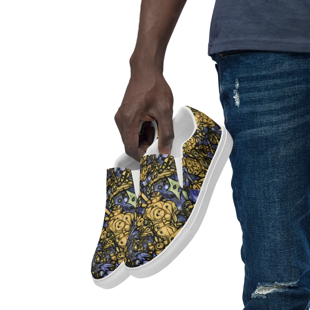 Gilded Dreamscape on Men's Slip-On Canvas Shoes — Left Front