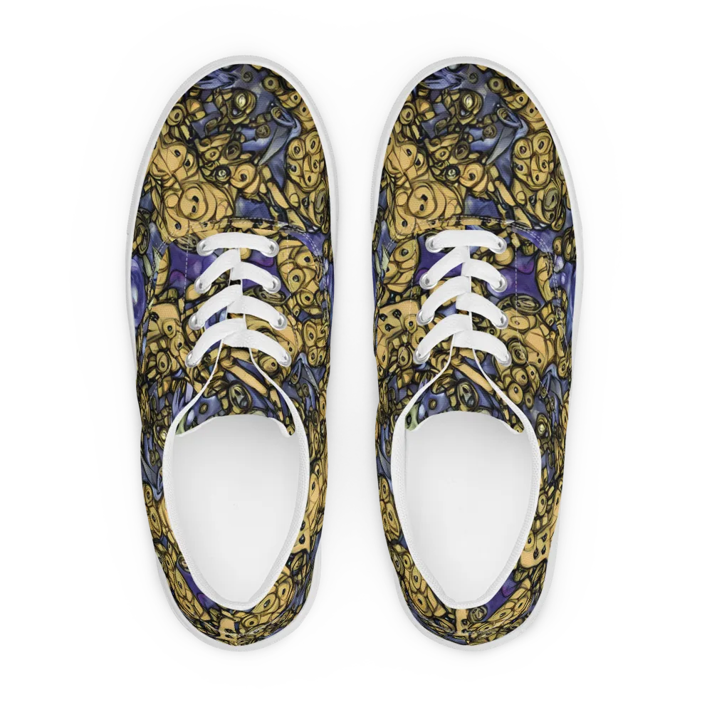 Gilded Dreamscape on Men's Lace-Up Canvas Shoes — Front