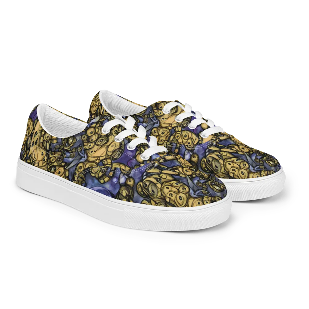 Gilded Dreamscape on Men's Lace-Up Canvas Shoes — Right Front