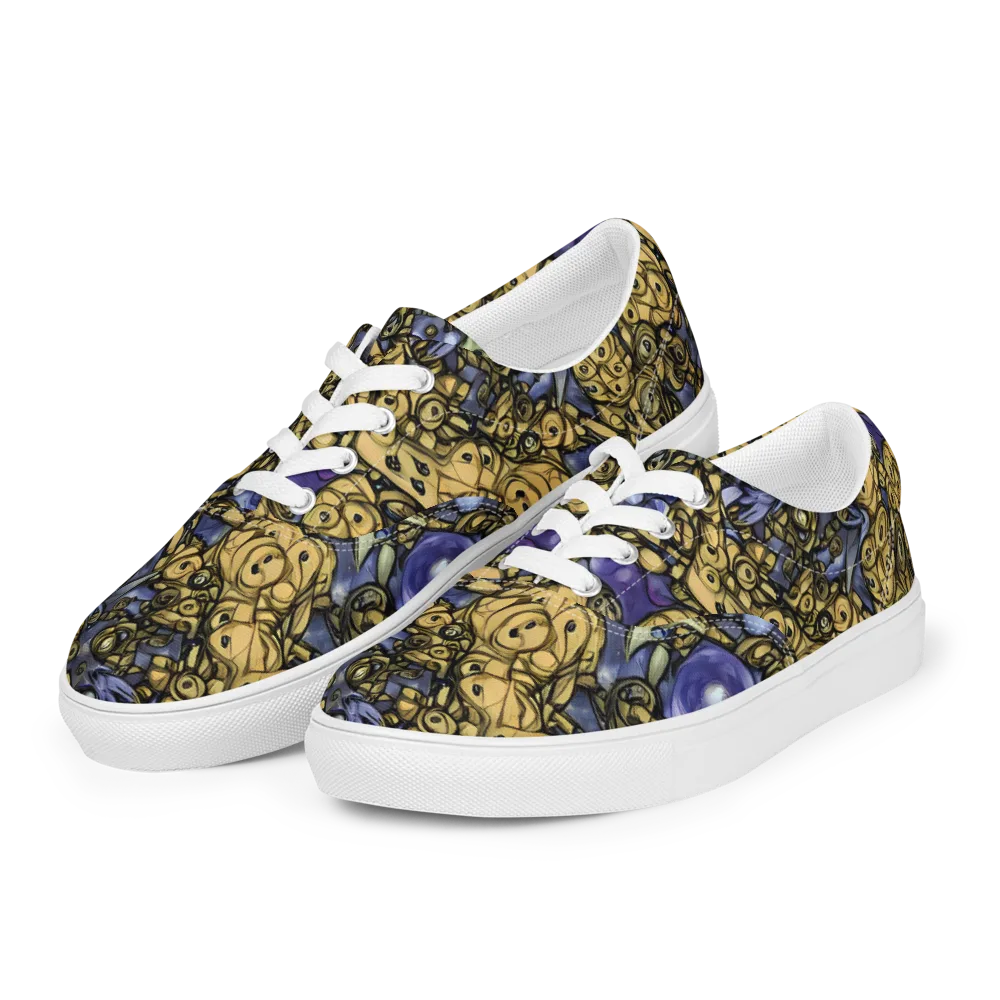 Gilded Dreamscape on Men's Lace-Up Canvas Shoes — Left Front