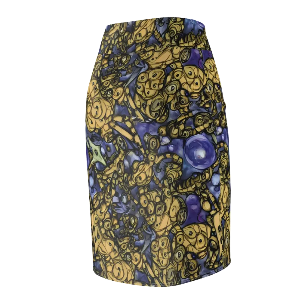 Gilded Dreamscape on Pencil Skirt — Back Side