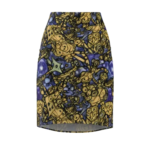 Gilded Dreamscape on a Pencil Skirt