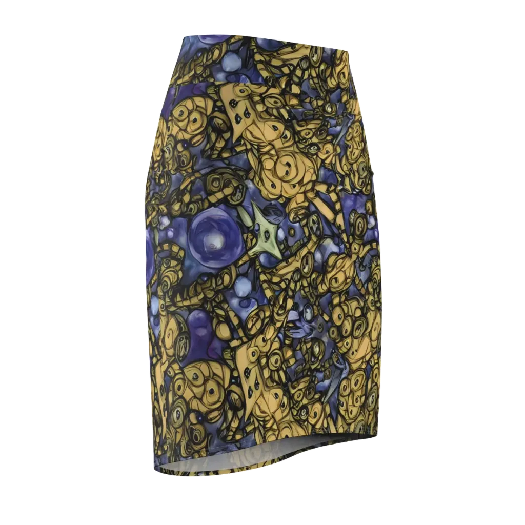 Gilded Dreamscape on Pencil Skirt — Front Side