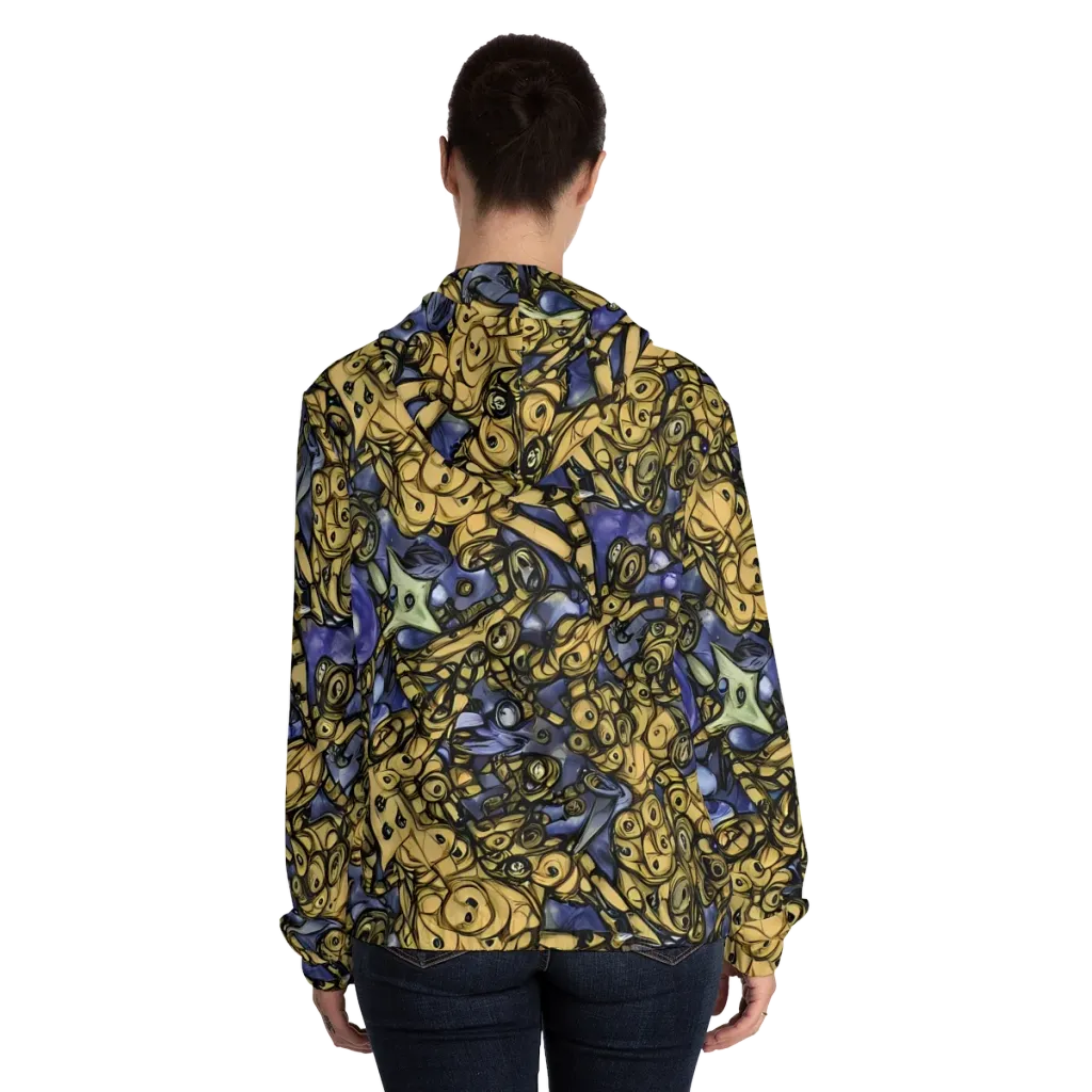Gilded Dreamscape on Women's Full-Zip Hoodie — Back On Person