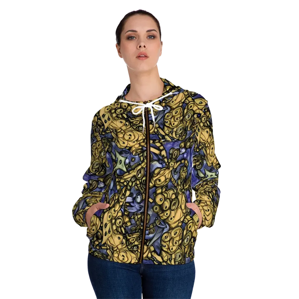 Gilded Dreamscape on Women's Full-Zip Hoodie — Front On Person