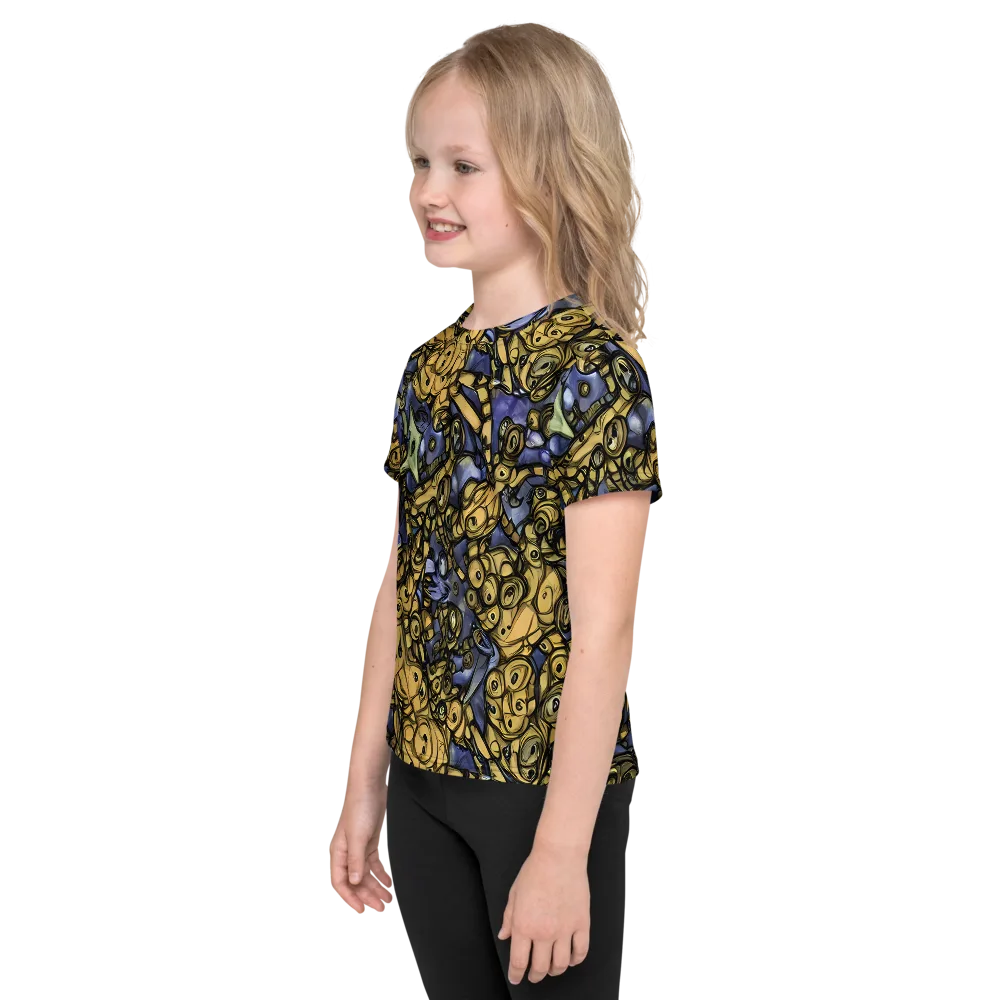 Gilded Dreamscape on Kids Crew Neck T-Shirt — Left
