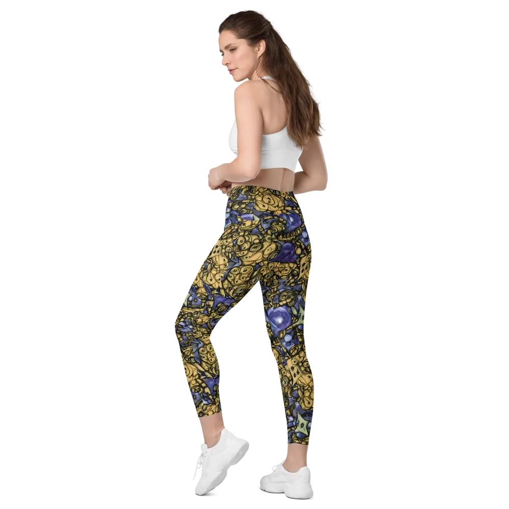 Gilded Dreamscape on Leggings with Pockets — Left Back