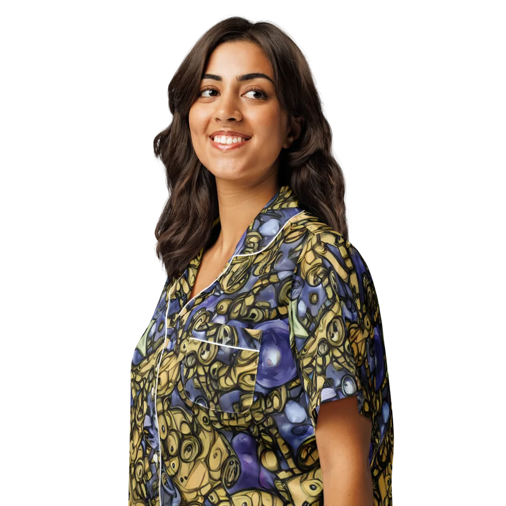 Gilded Dreamscape on Women's Short Sleeve Pajama Top — Left Front