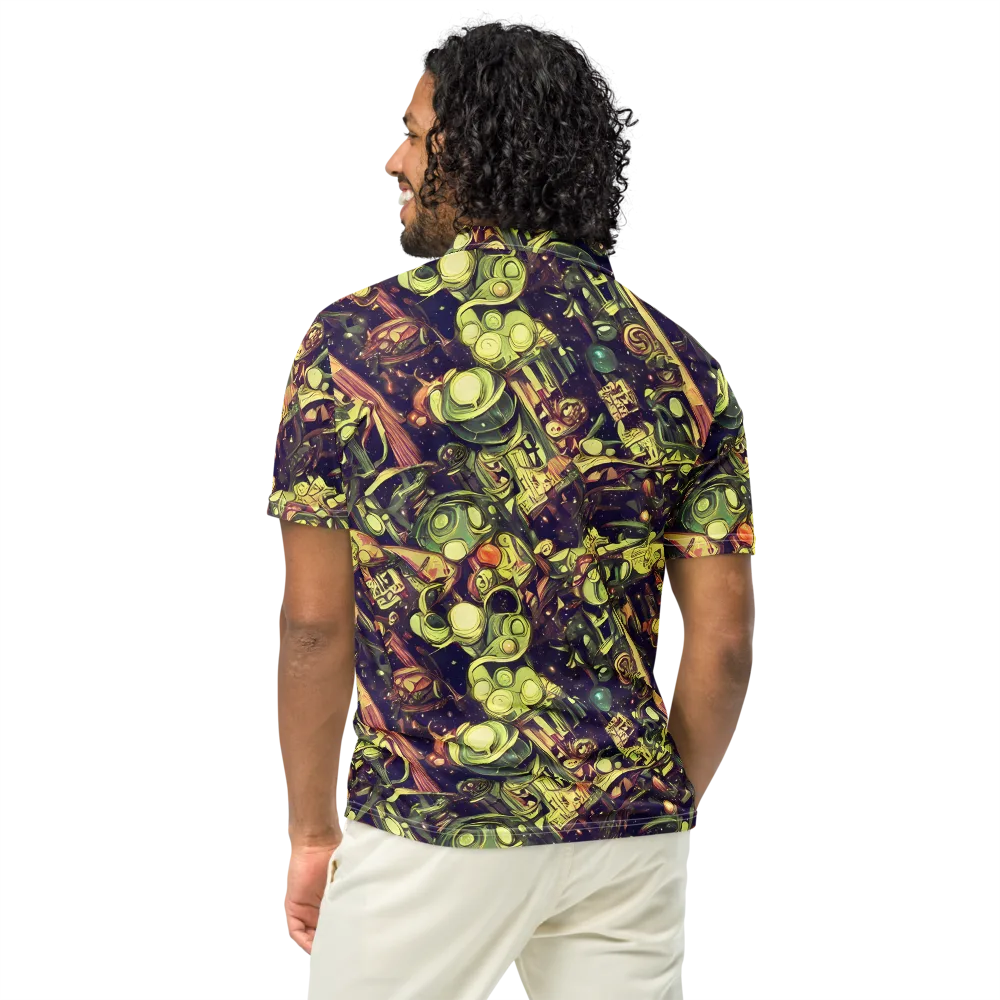 Cosmic Crawlers on Men's Slim Fit Polo Shirt — Back
