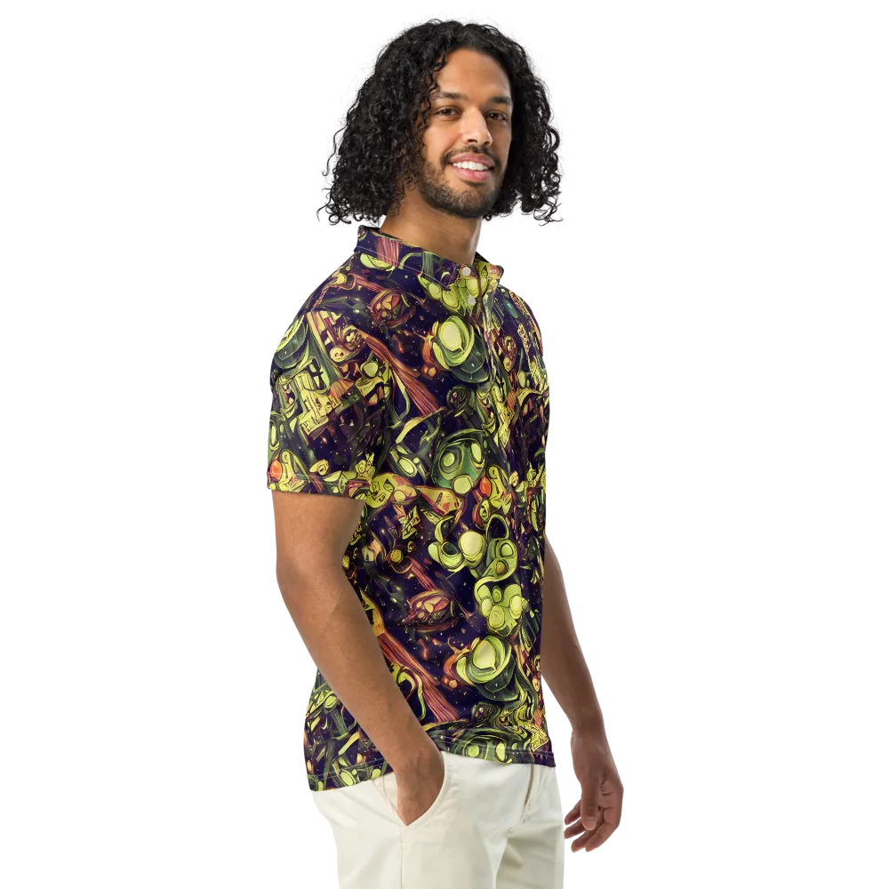 Cosmic Crawlers on Men's Slim Fit Polo Shirt — Right Front
