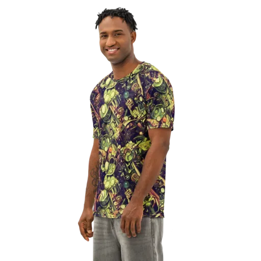 Cosmic Crawlers on a Men's Cotton Crew Neck T-Shirt