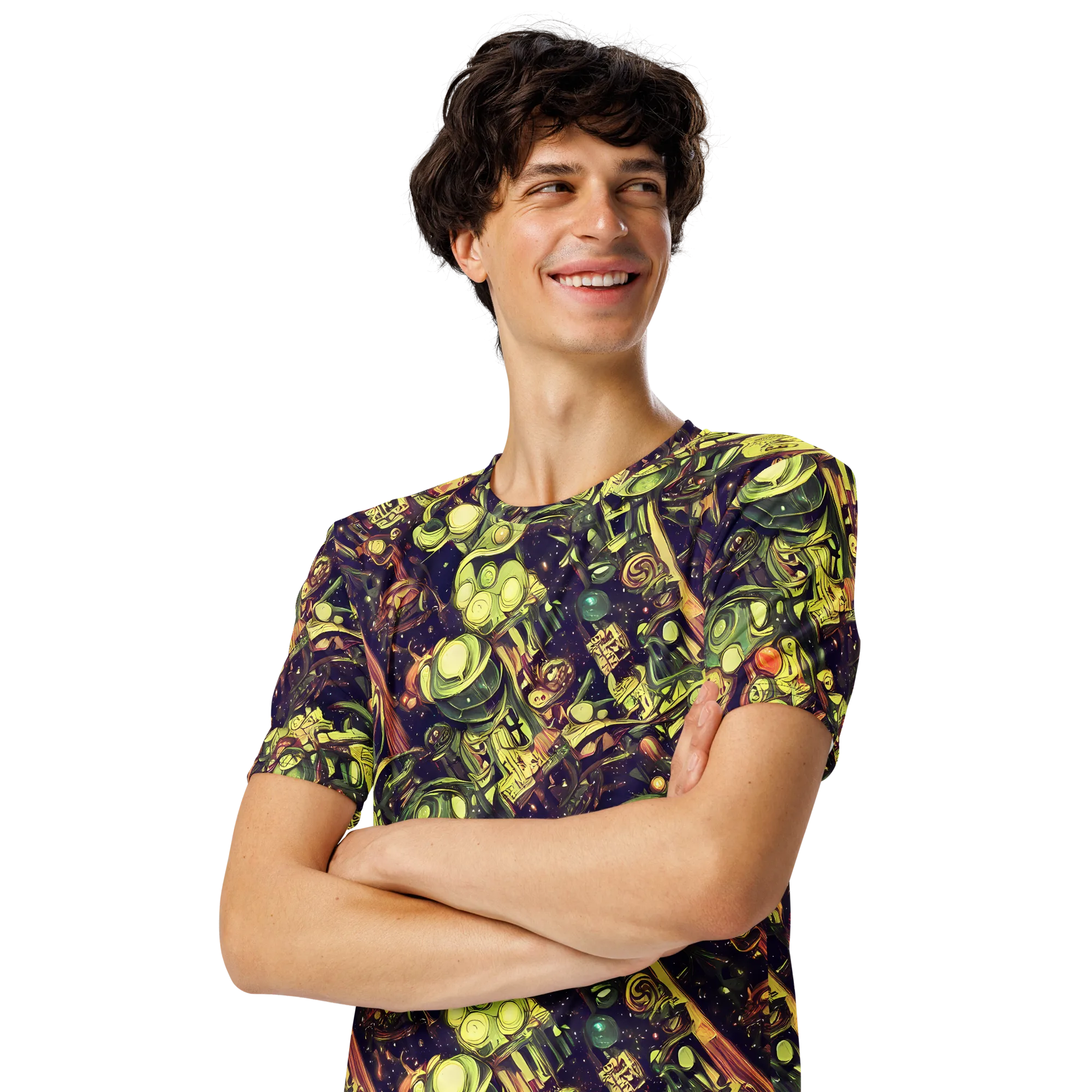 Cosmic Crawlers on Men's Crew Neck T-Shirt — Left Front