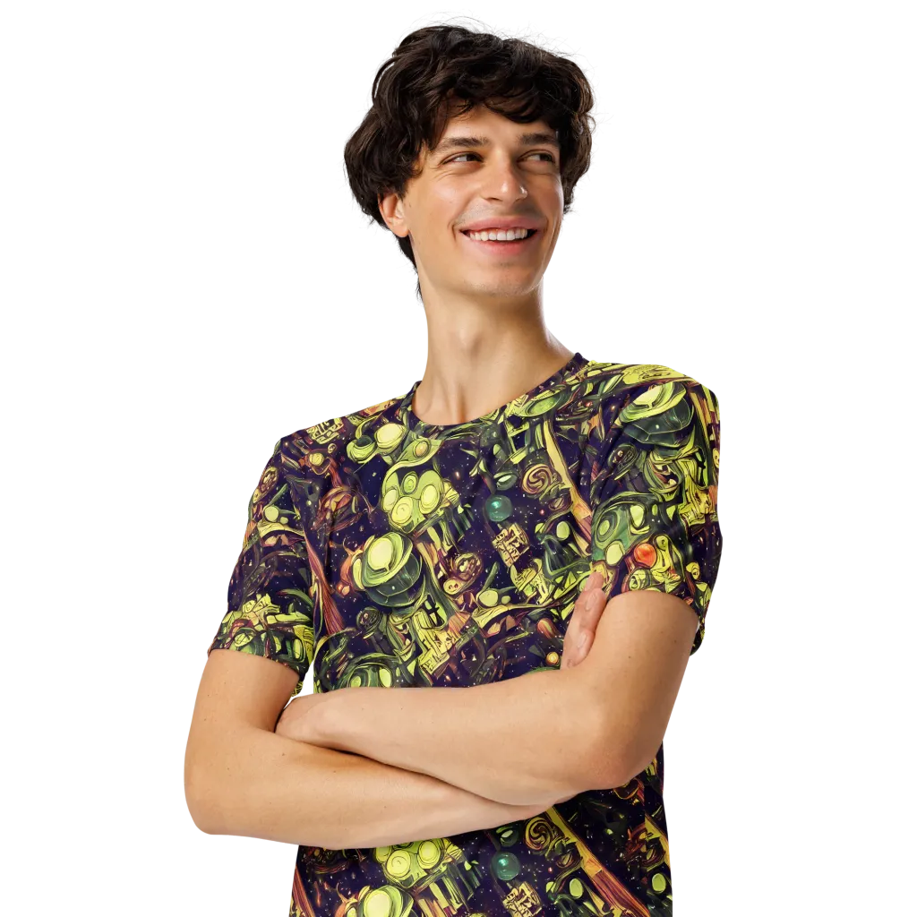 Cosmic Crawlers on Men's Crew Neck T-Shirt — Left Front