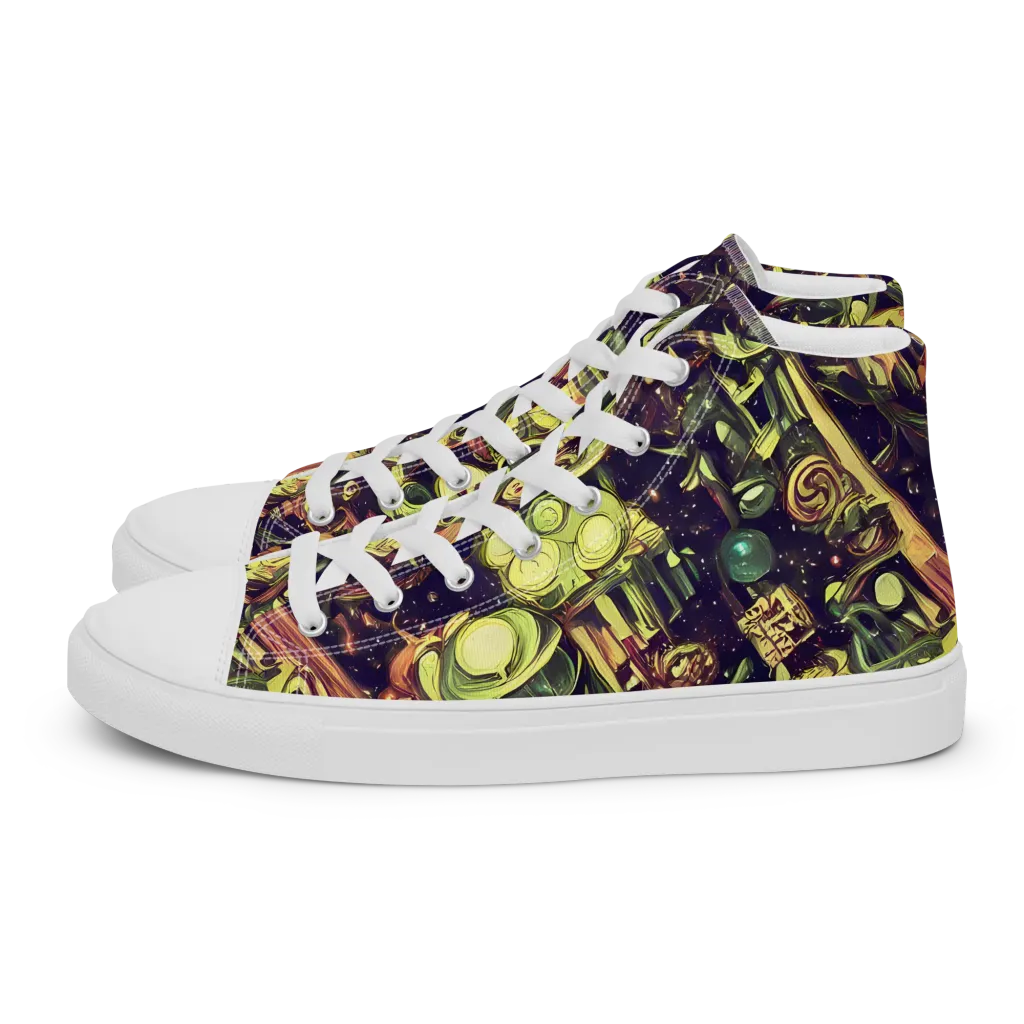 Cosmic Crawlers on Men's High Top Canvas Shoes — Left