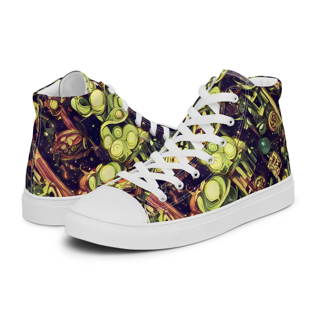 Cosmic Crawlers on Men's High Top Canvas Shoes — Left