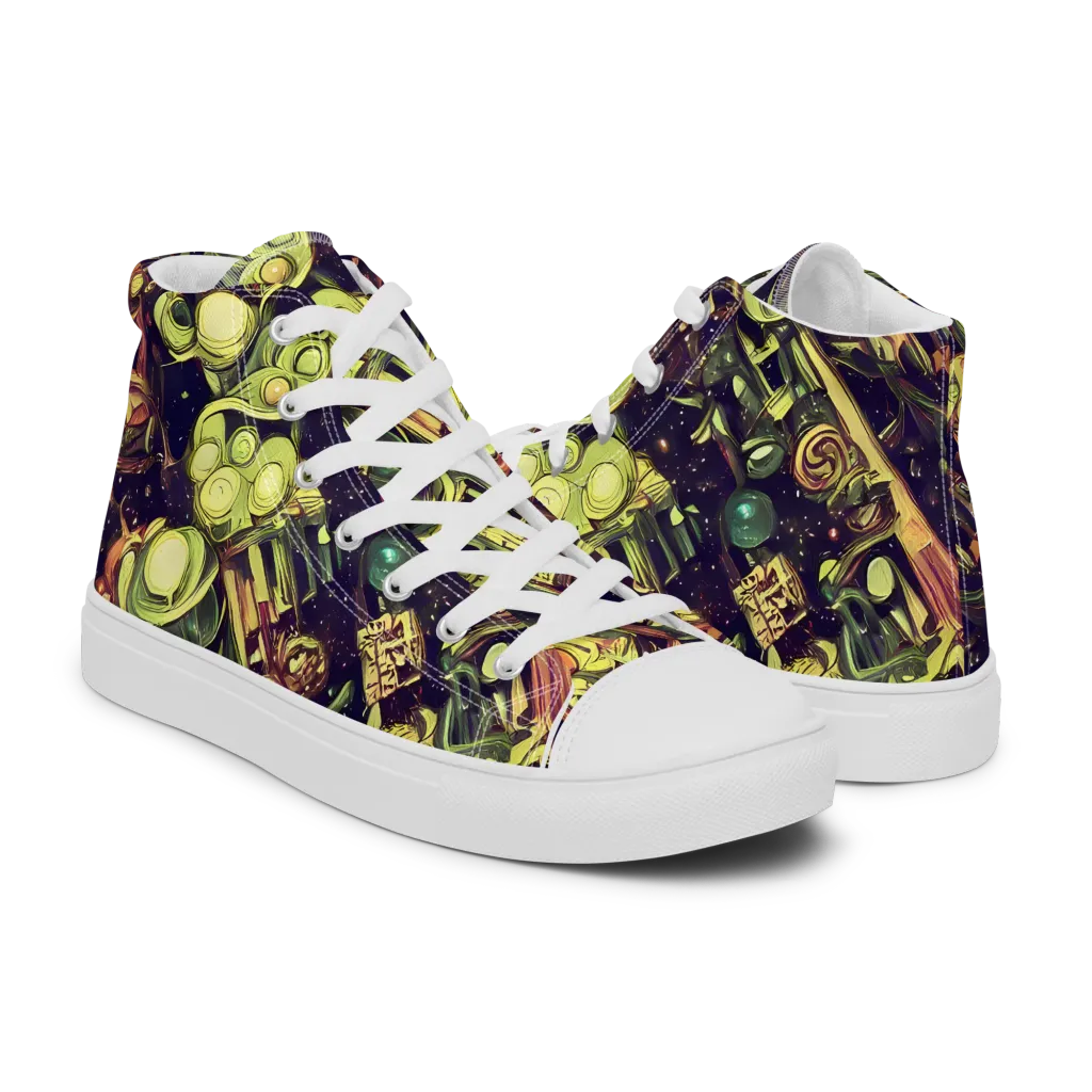 Cosmic Crawlers on Men's High Top Canvas Shoes — Right