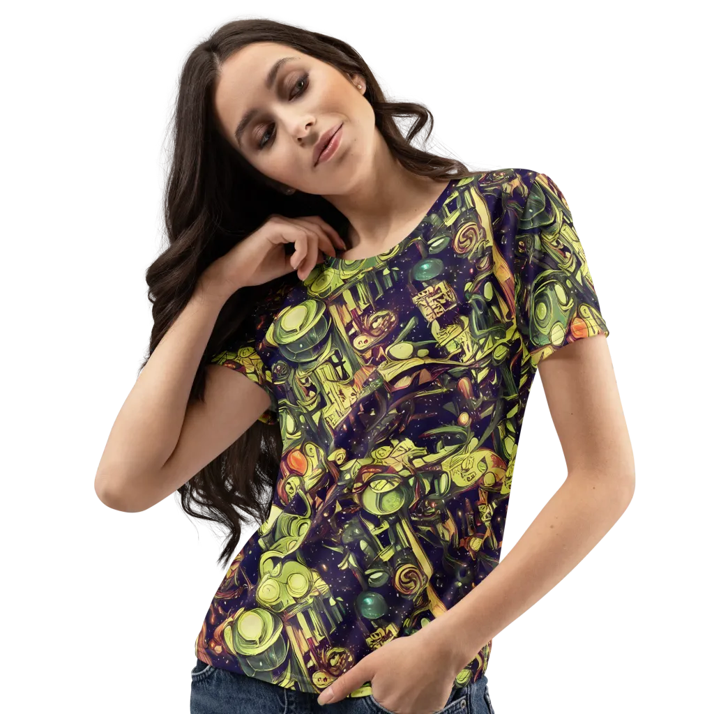 Cosmic Crawlers on Women's Crew Neck T-Shirt — Left Front
