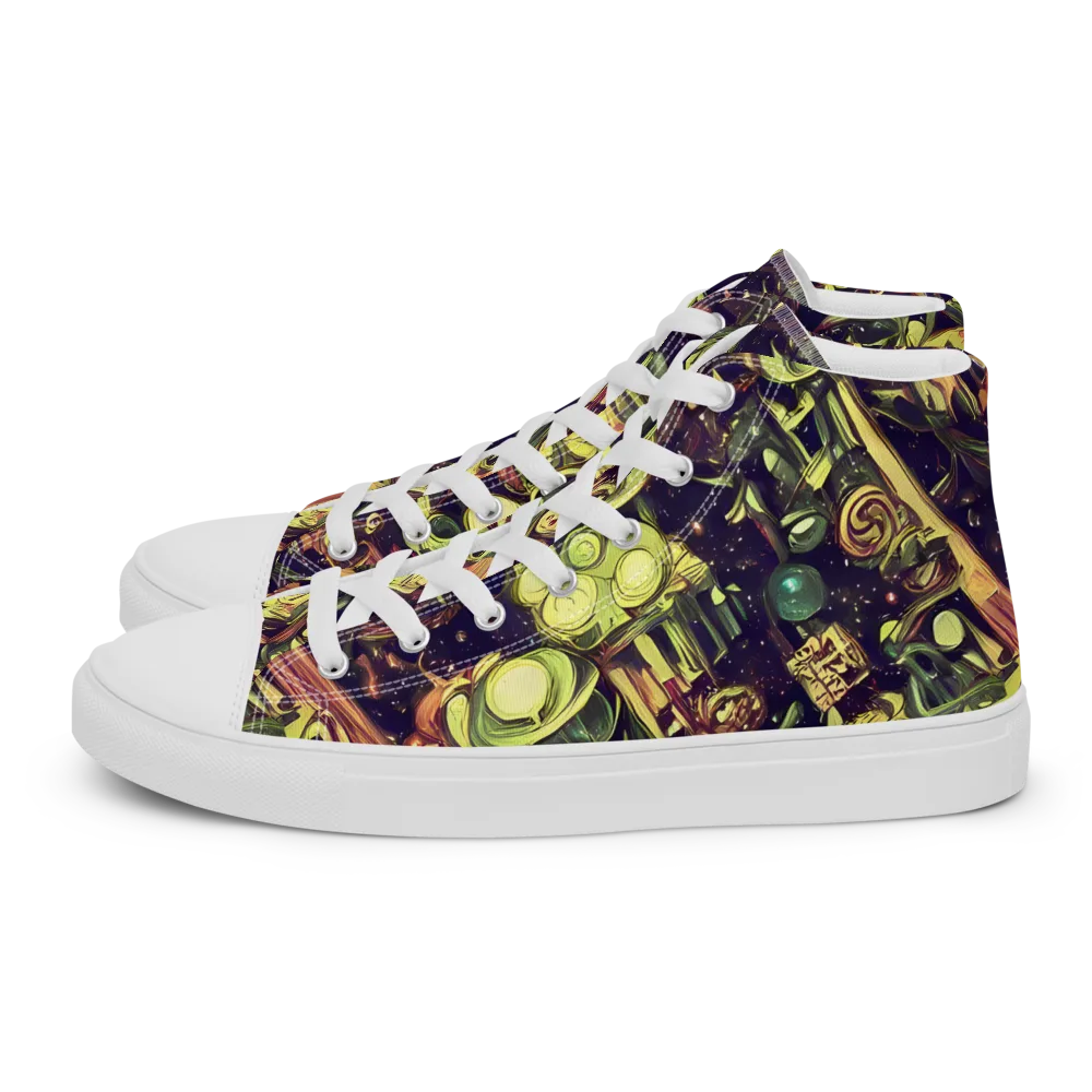 Cosmic Crawlers on Women's High Top Canvas Shoes — Left