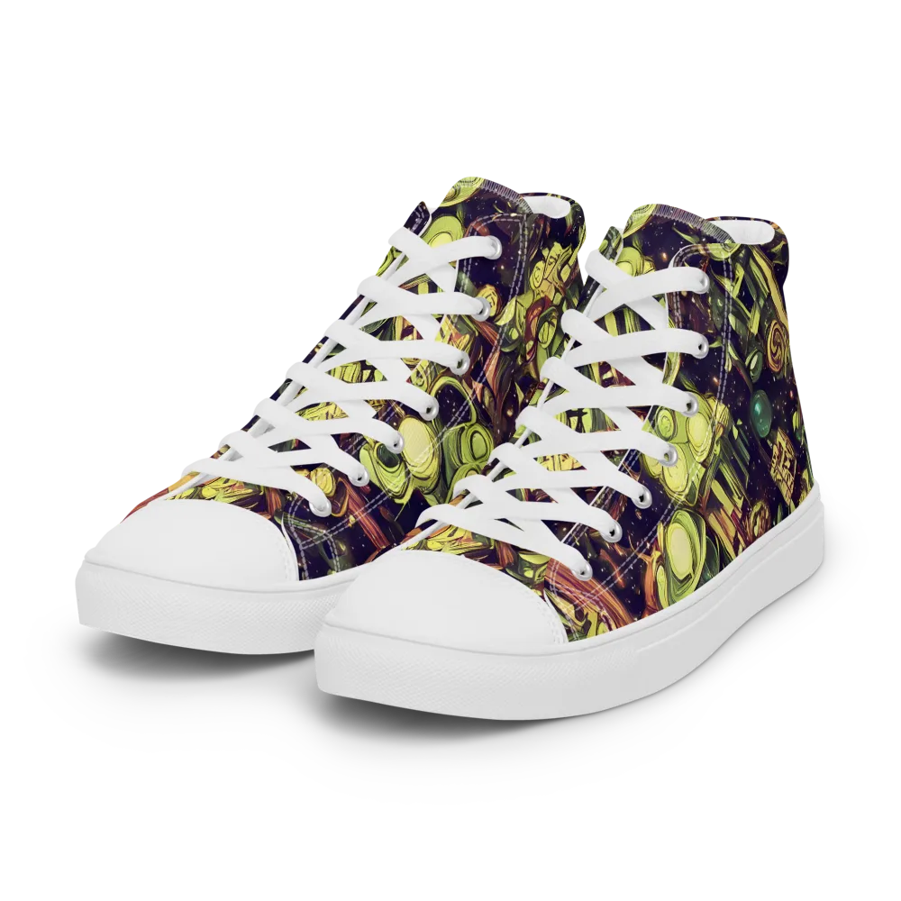 Cosmic Crawlers on Women's High Top Canvas Shoes — Left Front