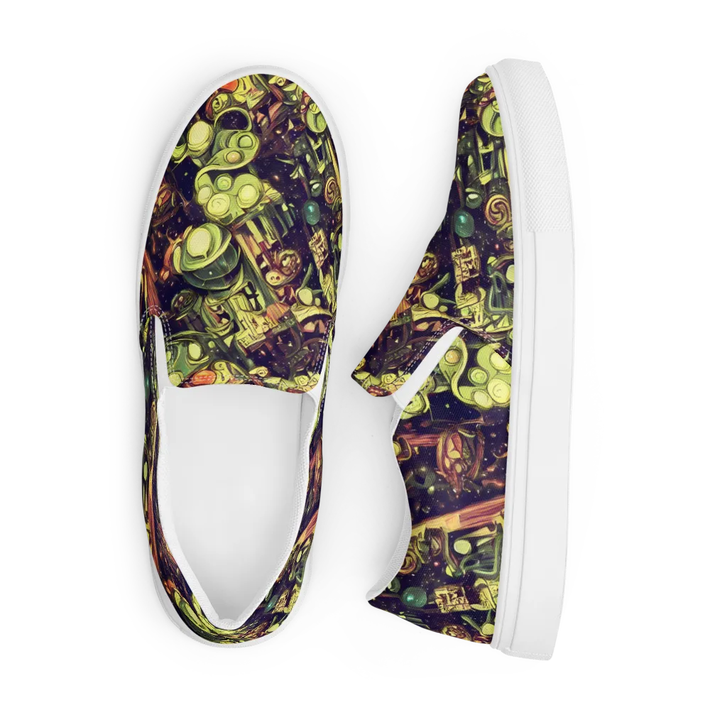 Cosmic Crawlers on Men's Slip-On Canvas Shoes — Front