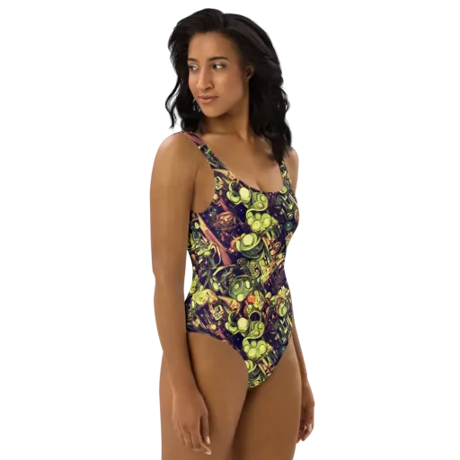 Cosmic Crawlers on a One-Piece Swimsuit