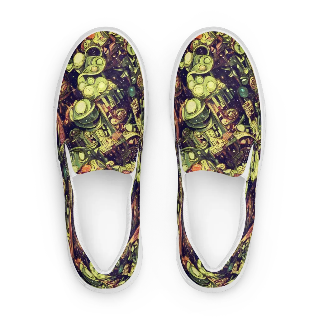 Cosmic Crawlers on Women's Slip-On Canvas Shoes — Front