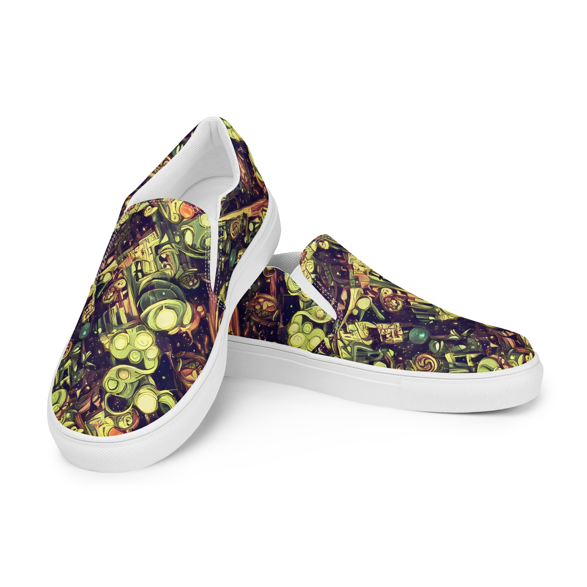 Cosmic Crawlers on Women's Slip-On Canvas Shoes — Left Front