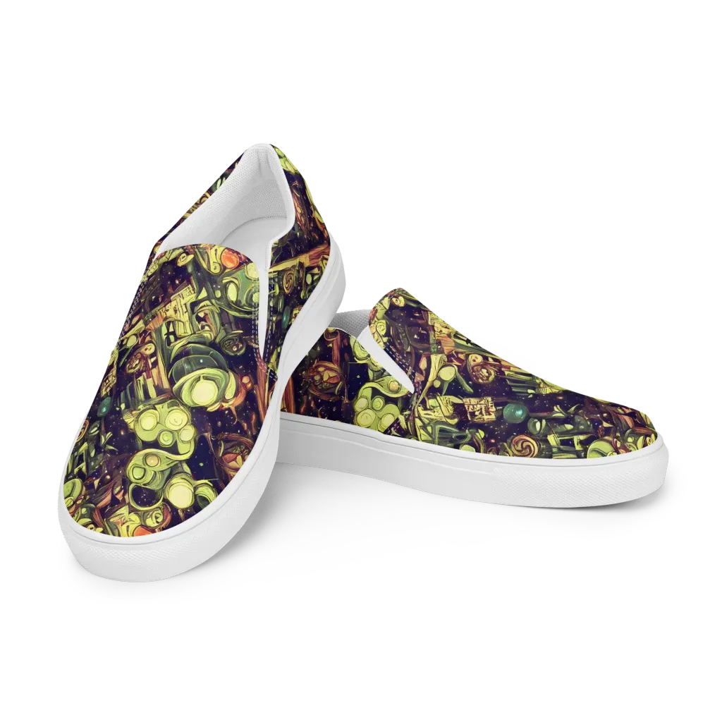 Cosmic Crawlers on Women's Slip-On Canvas Shoes — Left Front