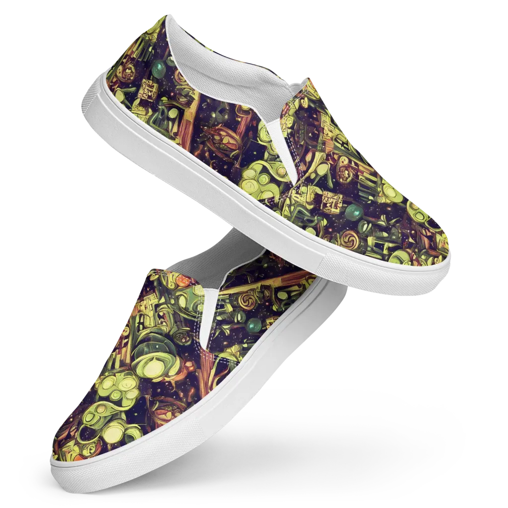 Cosmic Crawlers on Women's Slip-On Canvas Shoes — Front