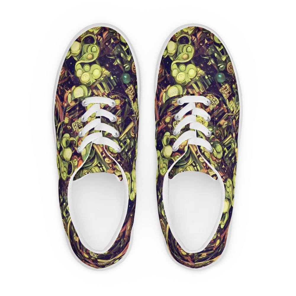 Cosmic Crawlers on Men's Lace-Up Canvas Shoes — Front