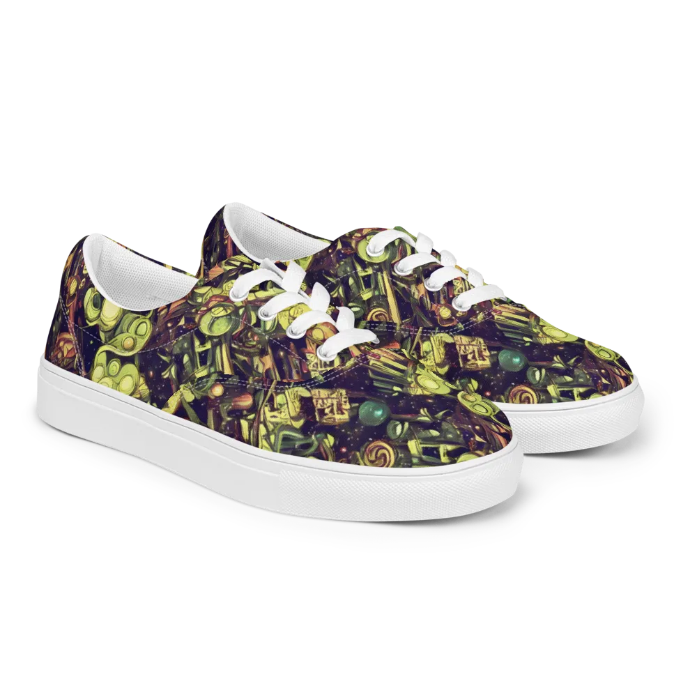Cosmic Crawlers on Men's Lace-Up Canvas Shoes — Right Front