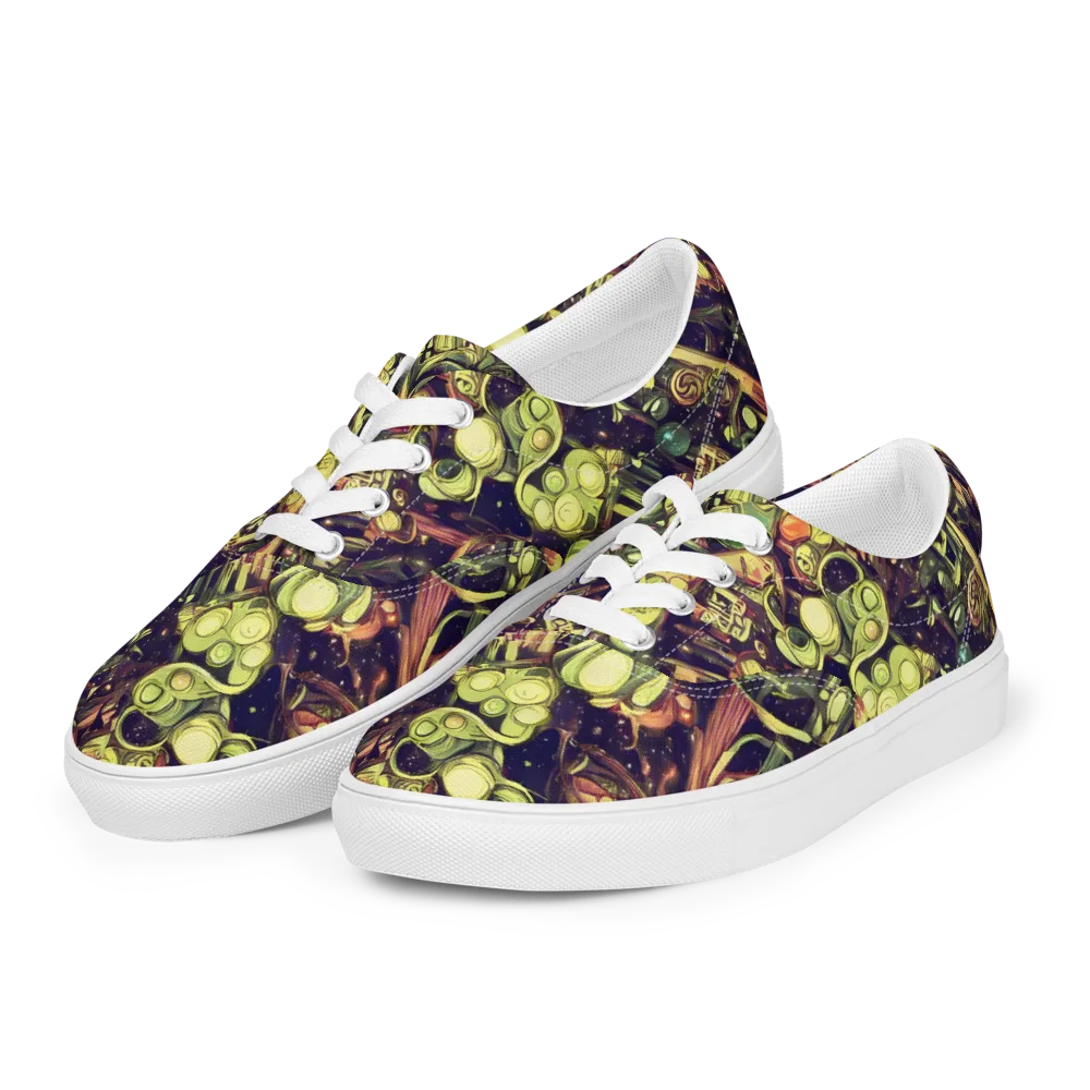 Cosmic Crawlers on Men's Lace-Up Canvas Shoes — Left Front