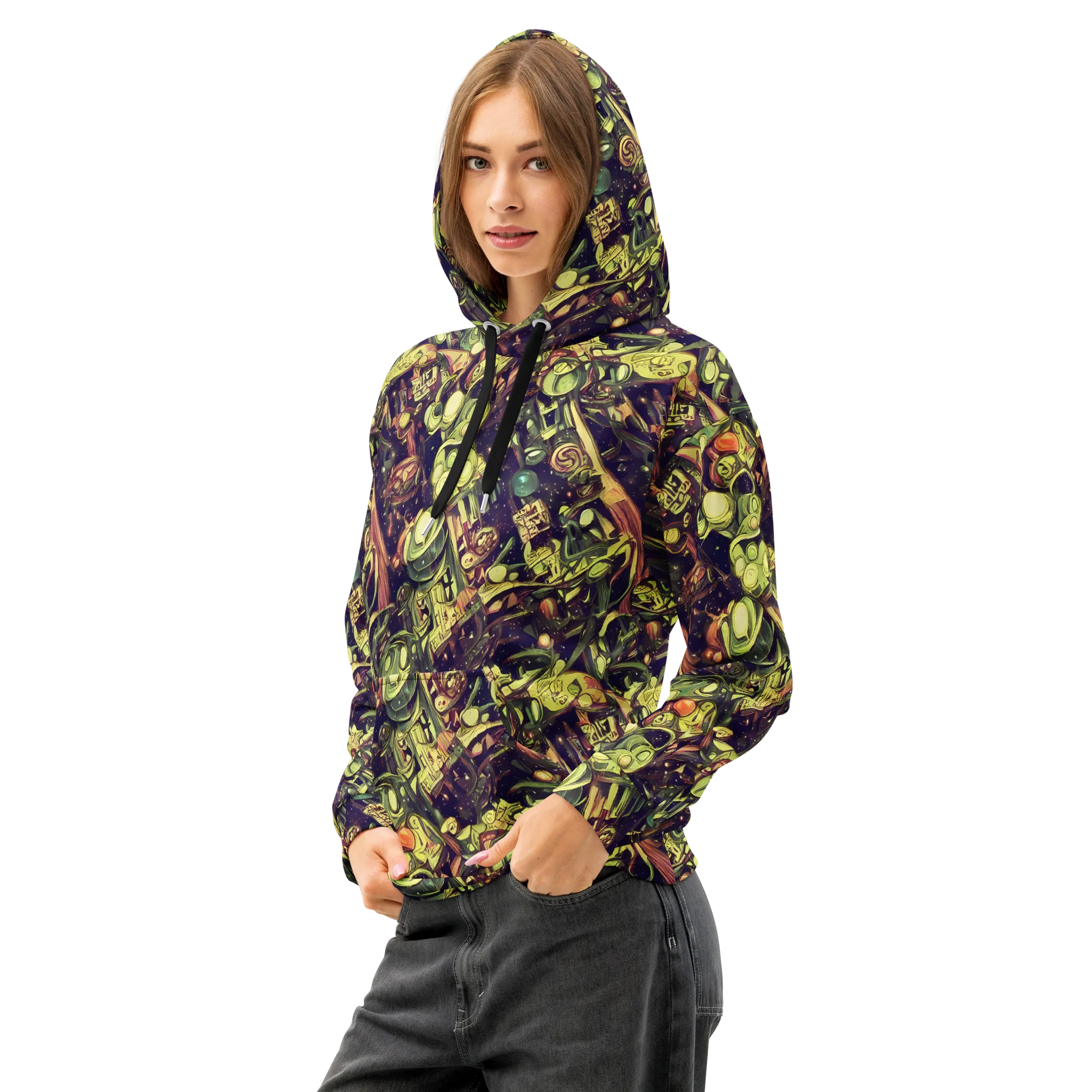 Cosmic Crawlers on Cotton Hoodie — Left Front