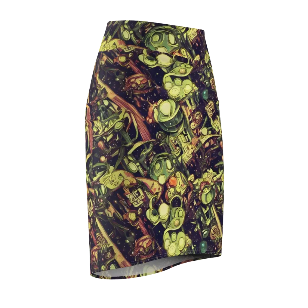 Cosmic Crawlers on Pencil Skirt — Front Side