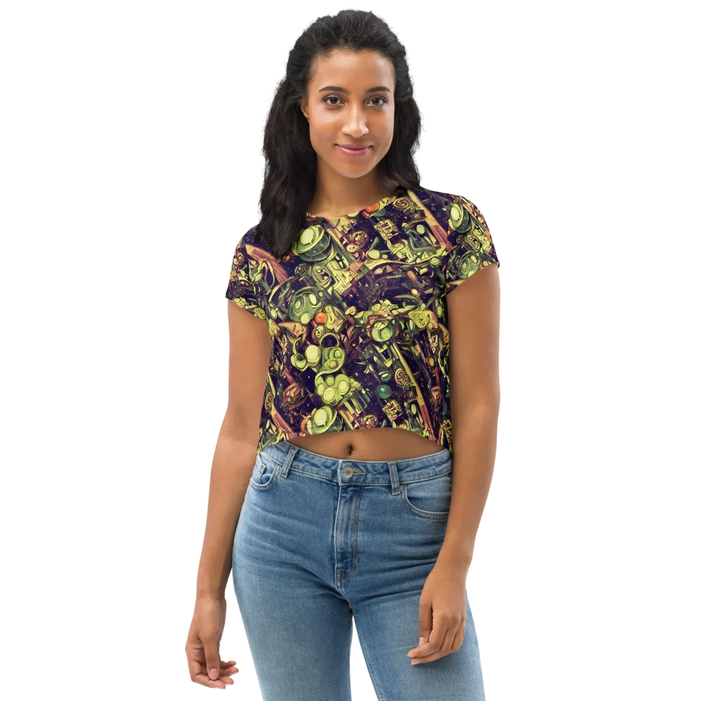 Cosmic Crawlers on Crop Tee — Front