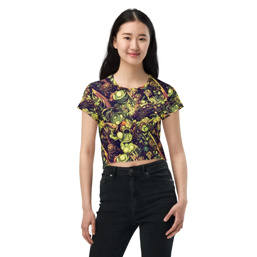 Cosmic Crawlers on Crop Tee — Front