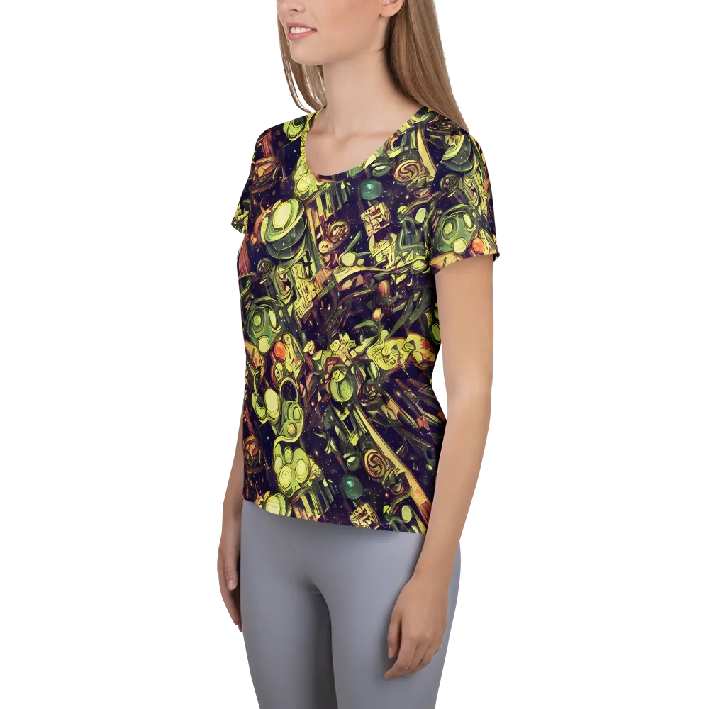Cosmic Crawlers on Women's Athletic T-Shirt — Left