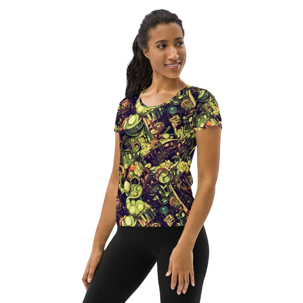 Cosmic Crawlers on Women's Athletic T-Shirt — Left
