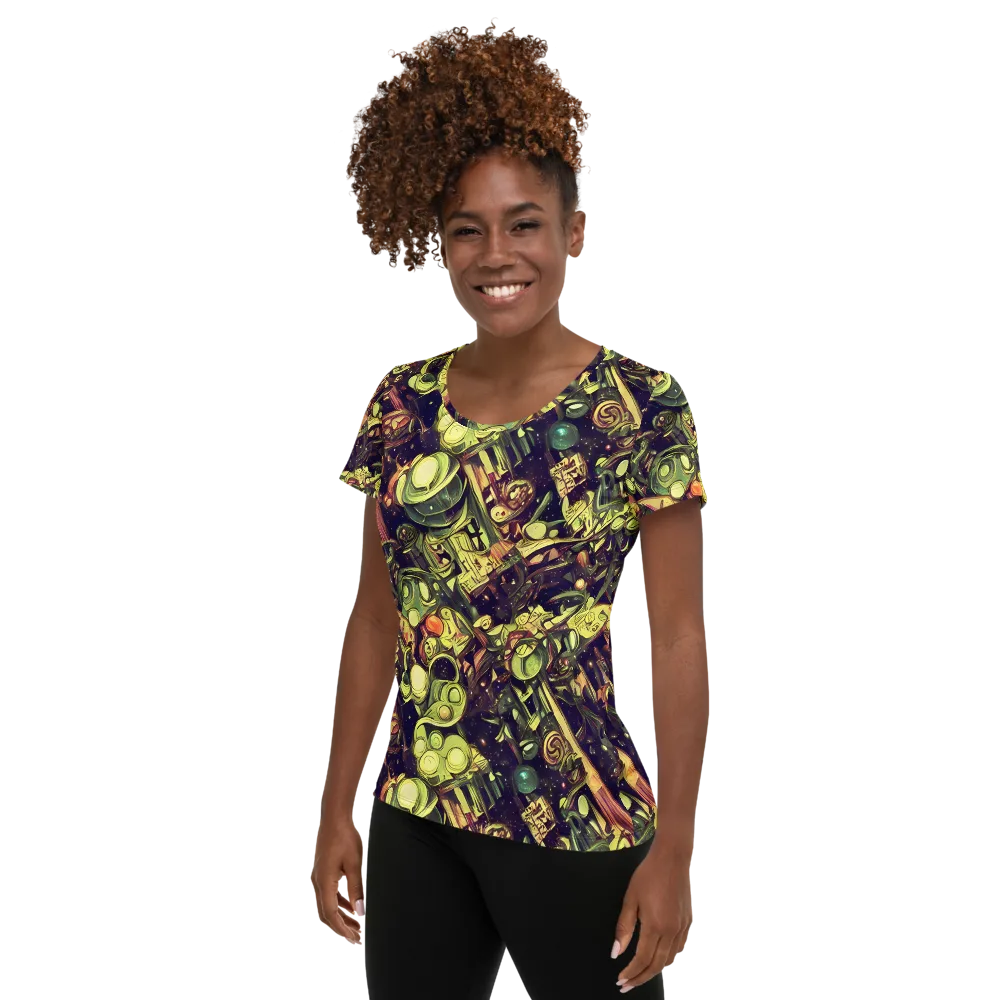 Cosmic Crawlers on Women's Athletic T-Shirt — Left
