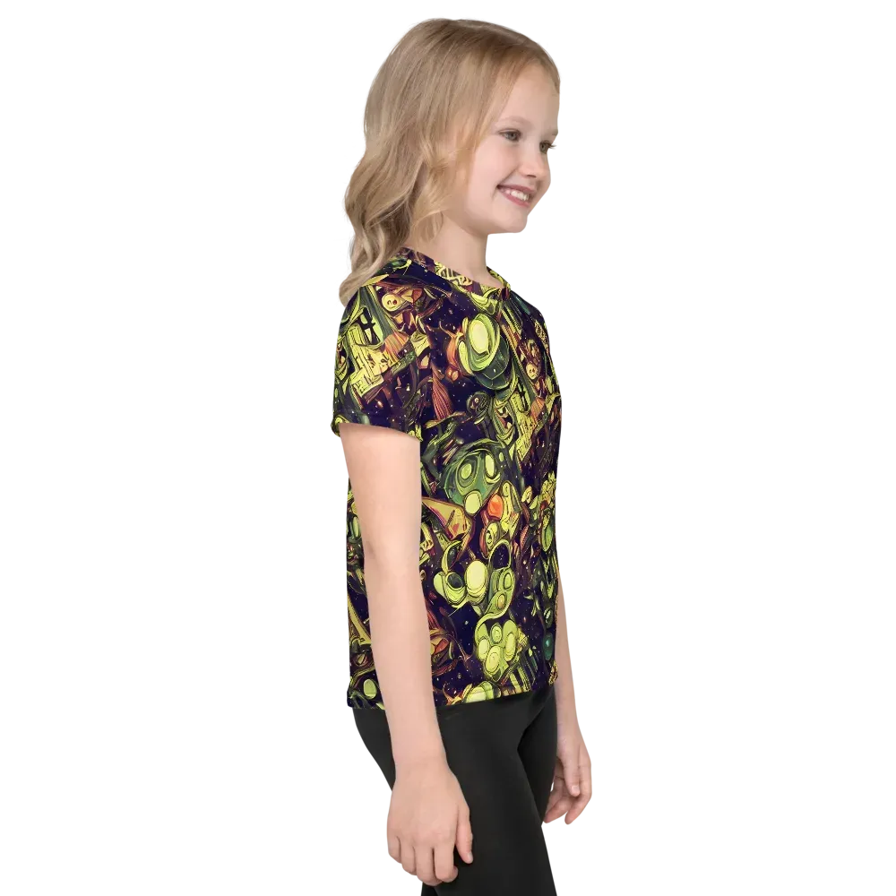 Cosmic Crawlers on Kids Crew Neck T-Shirt — Right