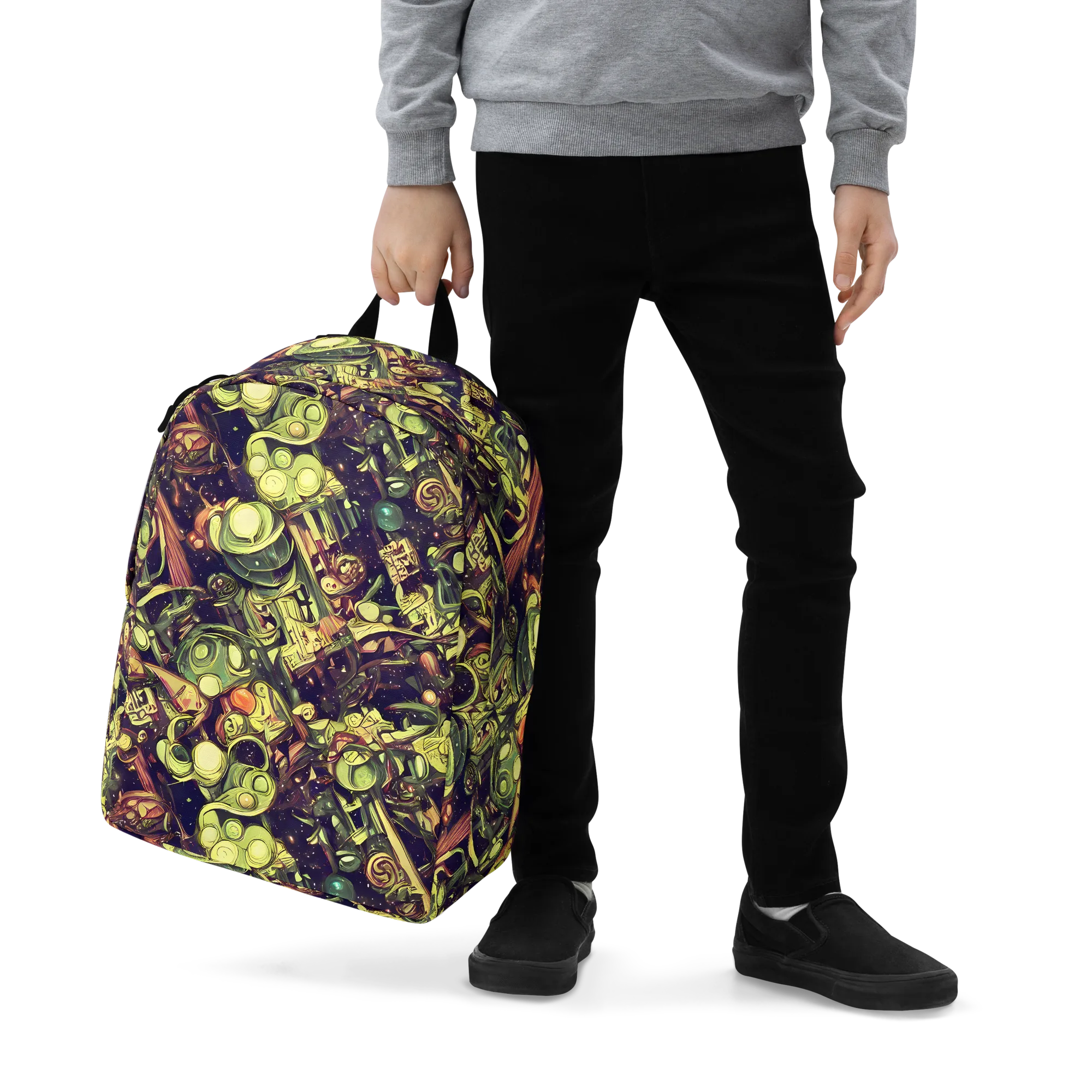 Cosmic Crawlers on Minimalist Backpack — Zoomed-in