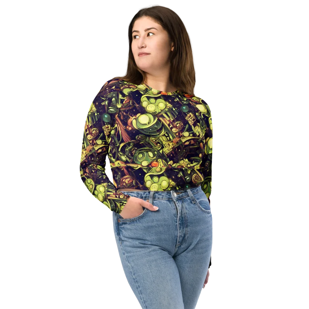 Cosmic Crawlers on Long Sleeve Crop Top — Front