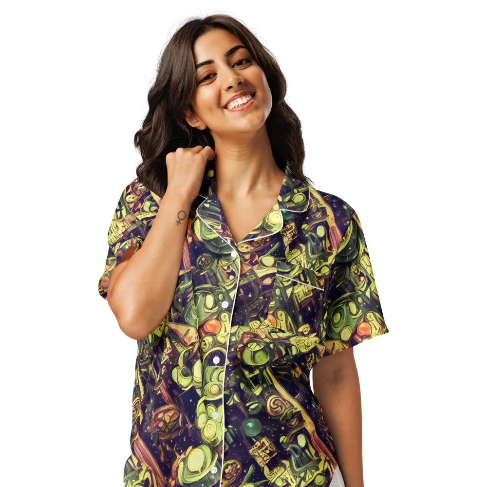 Cosmic Crawlers on Women's Short Sleeve Pajama Top — Front