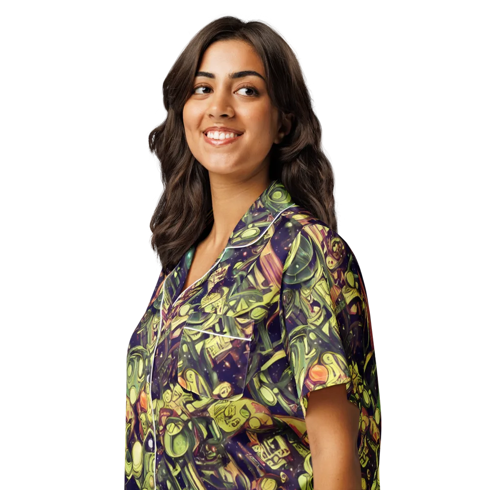 Cosmic Crawlers on Women's Short Sleeve Pajama Top — Left Front