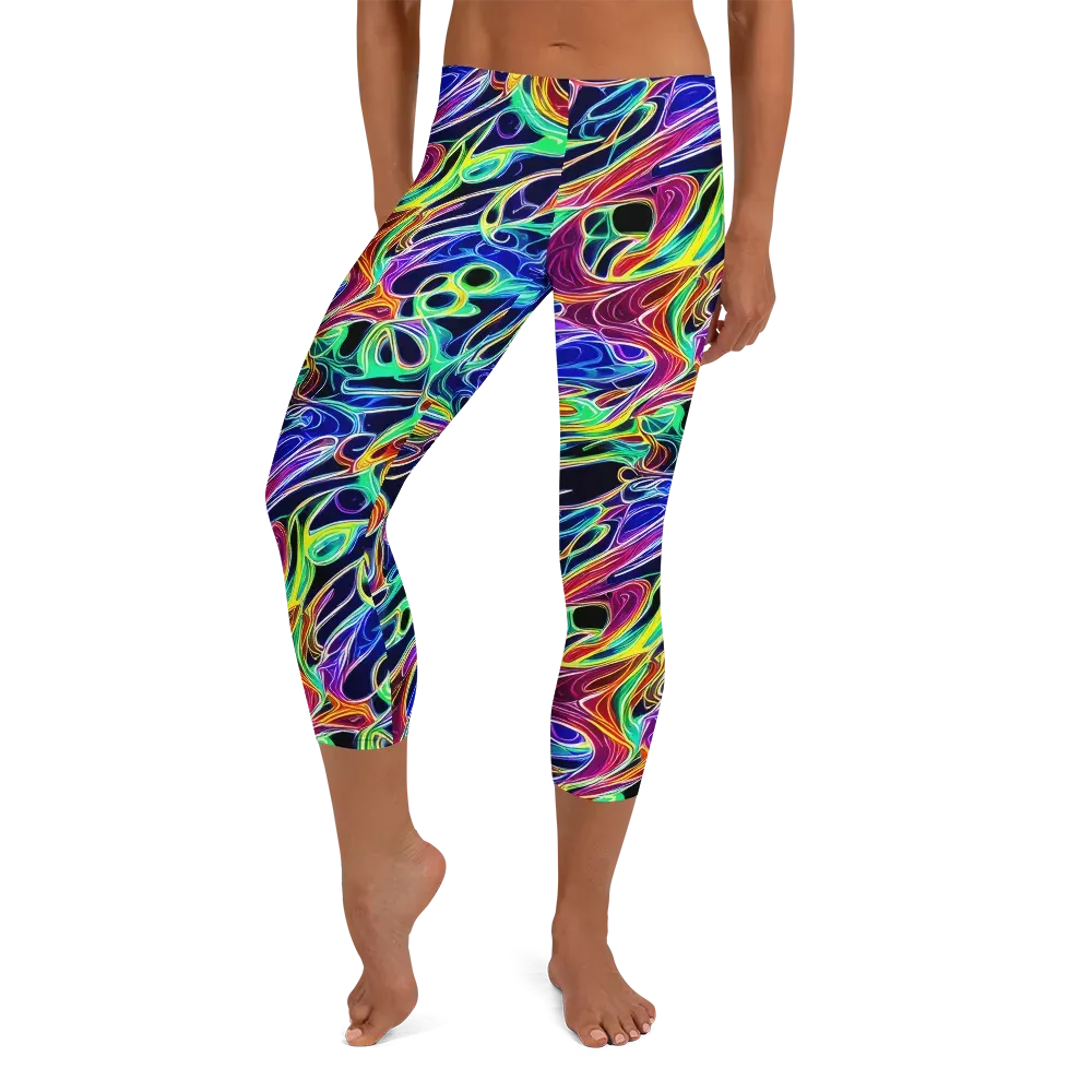 Electric Currents on Capri Leggings — Front