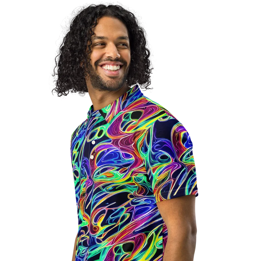 Electric Currents on Men's Slim Fit Polo Shirt — Left Front