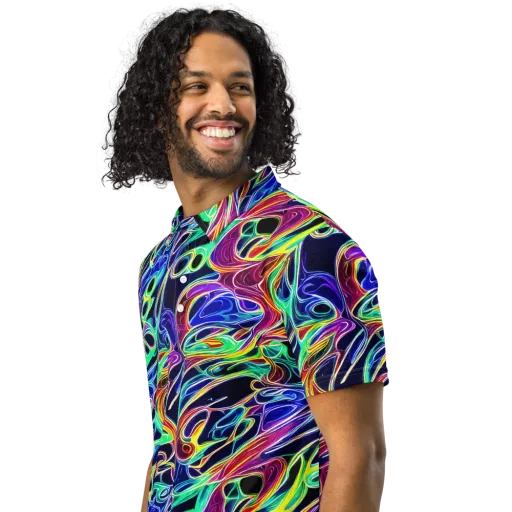 Electric Currents on a Men's Slim Fit Polo Shirt
