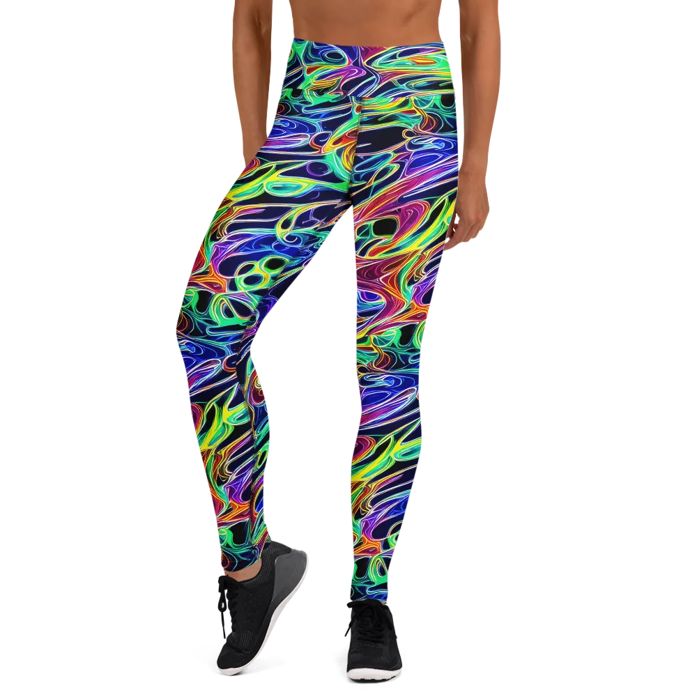 Electric Currents on Yoga Leggings — Front