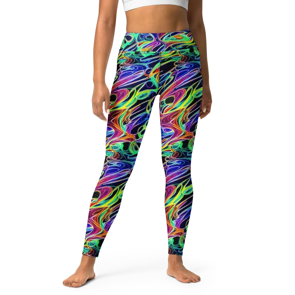 Electric Currents on Yoga Leggings — Front
