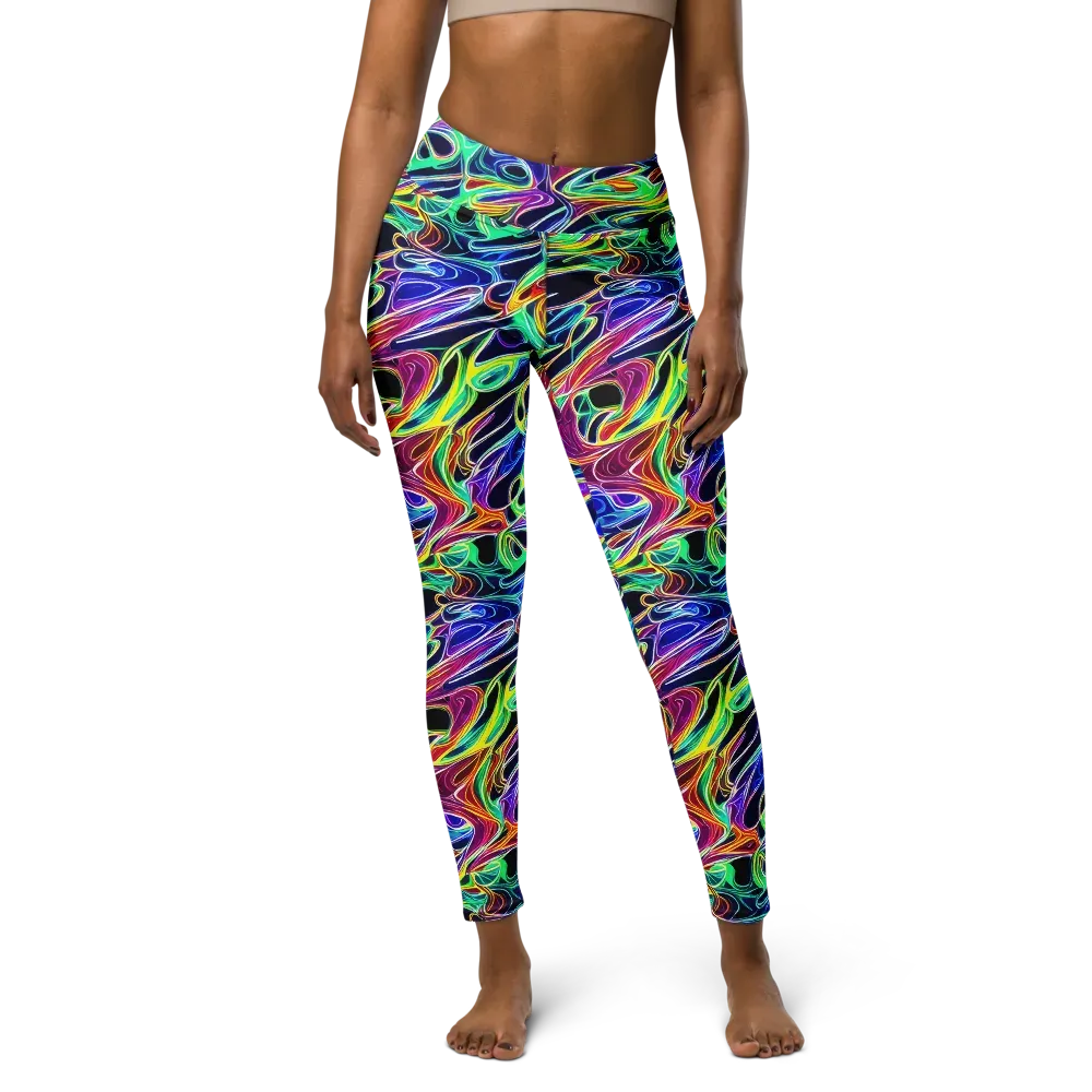 Electric Currents on Yoga Leggings — Front